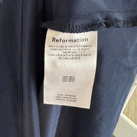 Reformation Jeany Navy Silk Halter Maxi Dress L NEW Satin Open Back Formal Gown - Picture 7 of 8